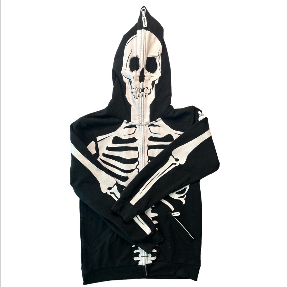 Tipsy Elves Black & White Skeleton Zip-Up Hoodie